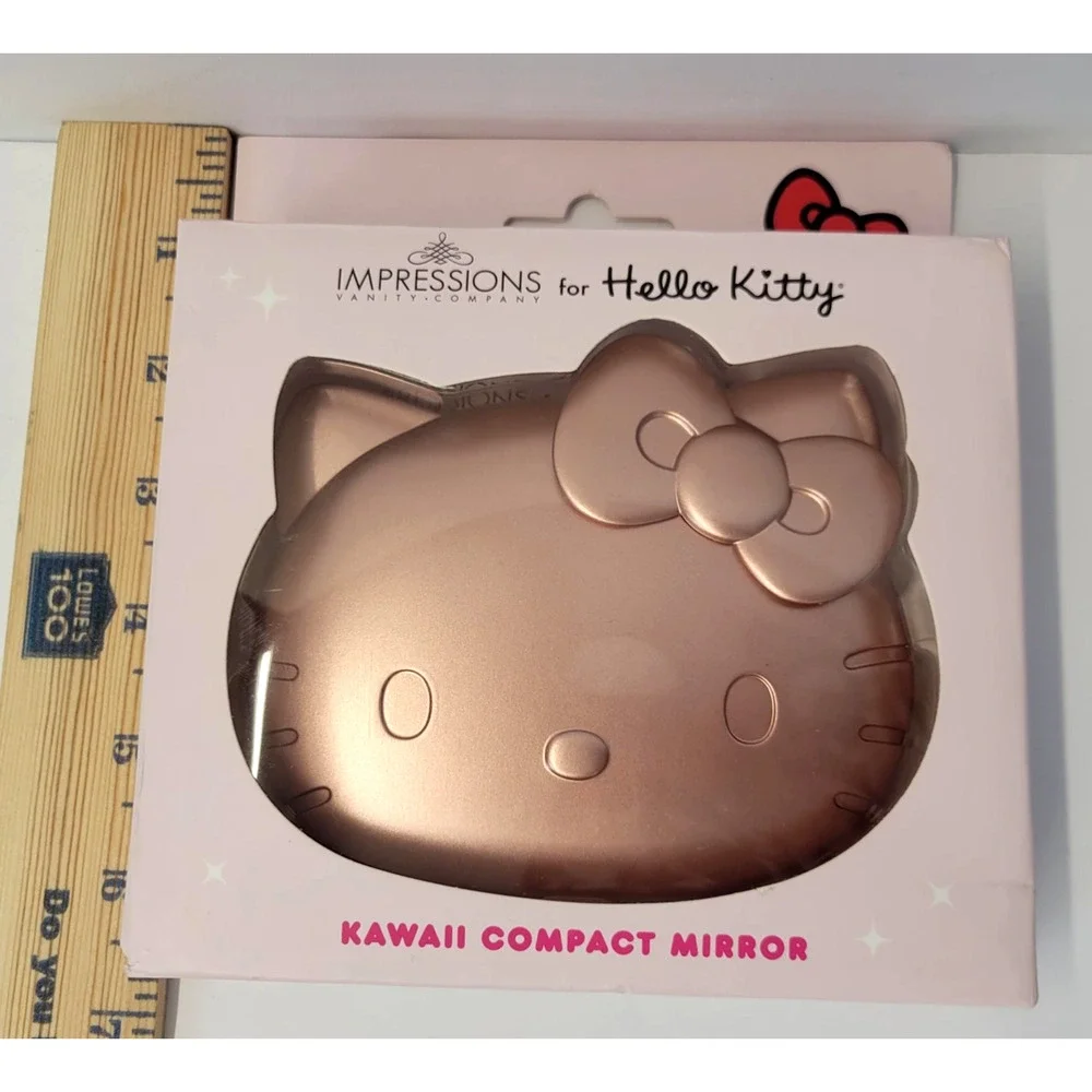 Impressions Vanity Hello Kitty Kawaii Compact Mirror Rose Gold Pink 2X LED